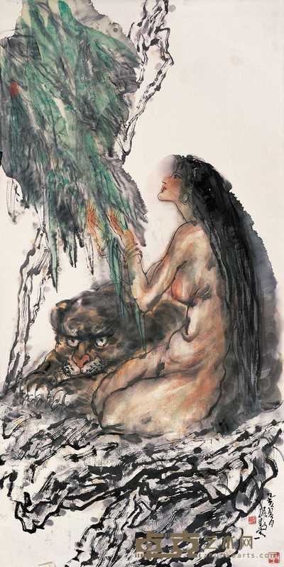 翁振新 山神图 立轴 138×68cm
